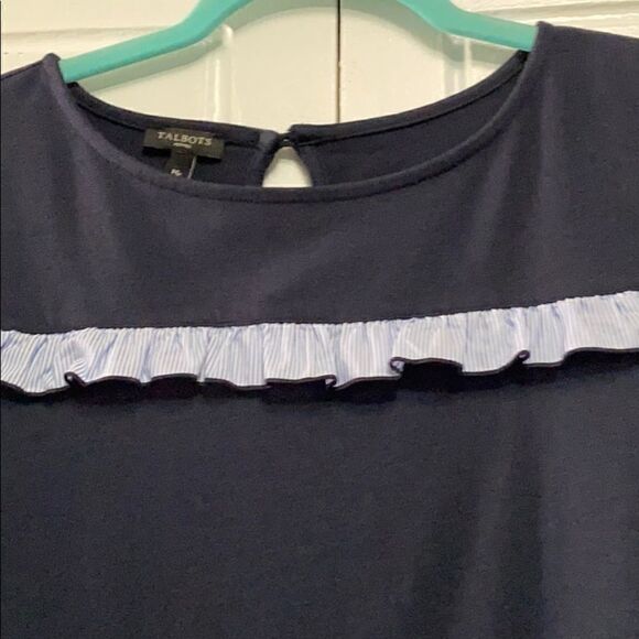 Talbot’s petites sweater navy ruffled top size Mp - Picture 2 of 8